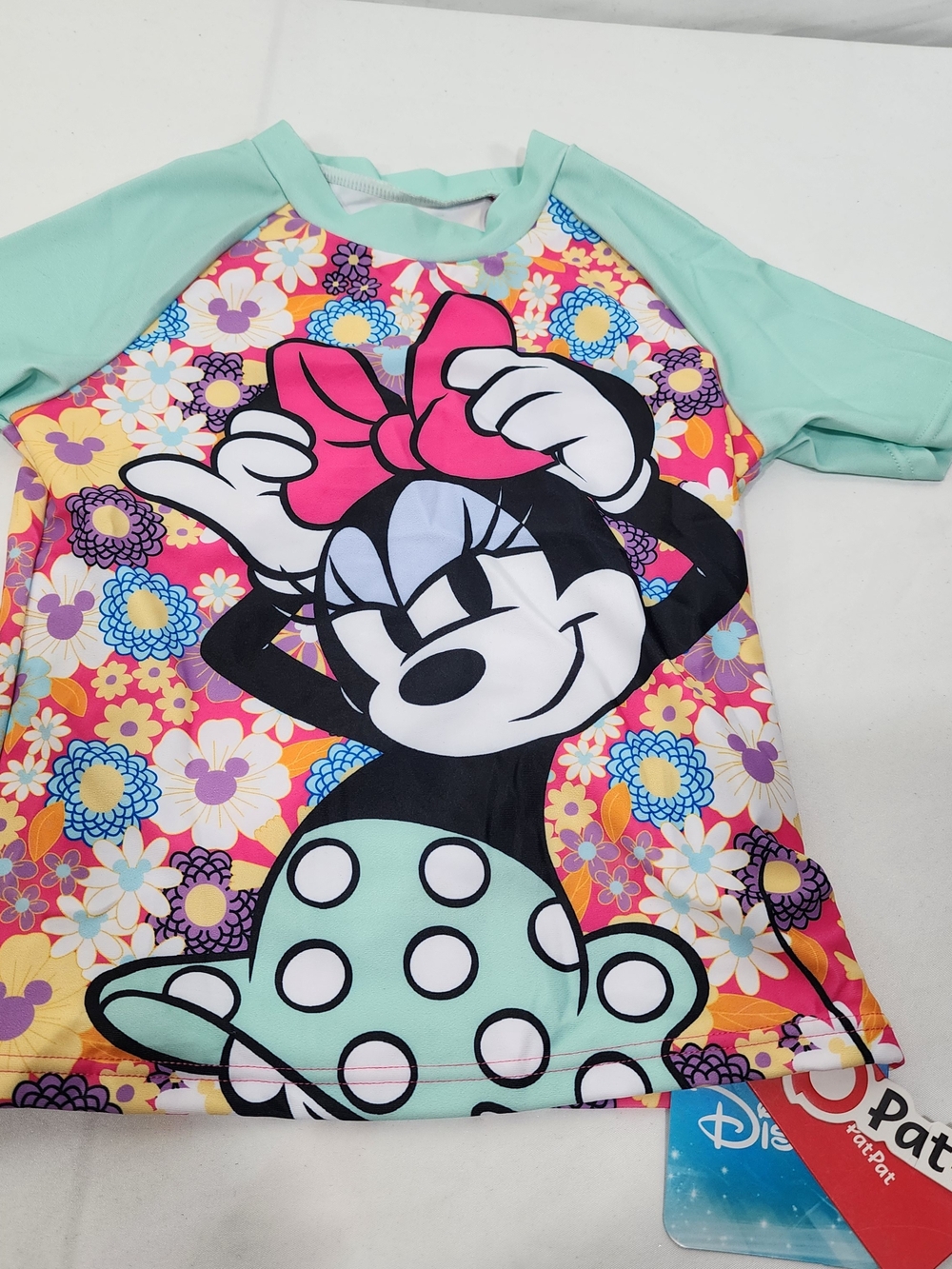 Disney PatPat Minnie Mouse Girls Rash Guard Swim Shirt Top Swimsuit Size 5-6 NWT